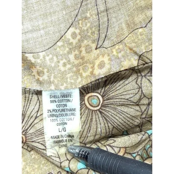 Elie Tahari Womens Beaded Collar Denim Jacket Floral Lining Button Front Size L - Picture 9 of 16